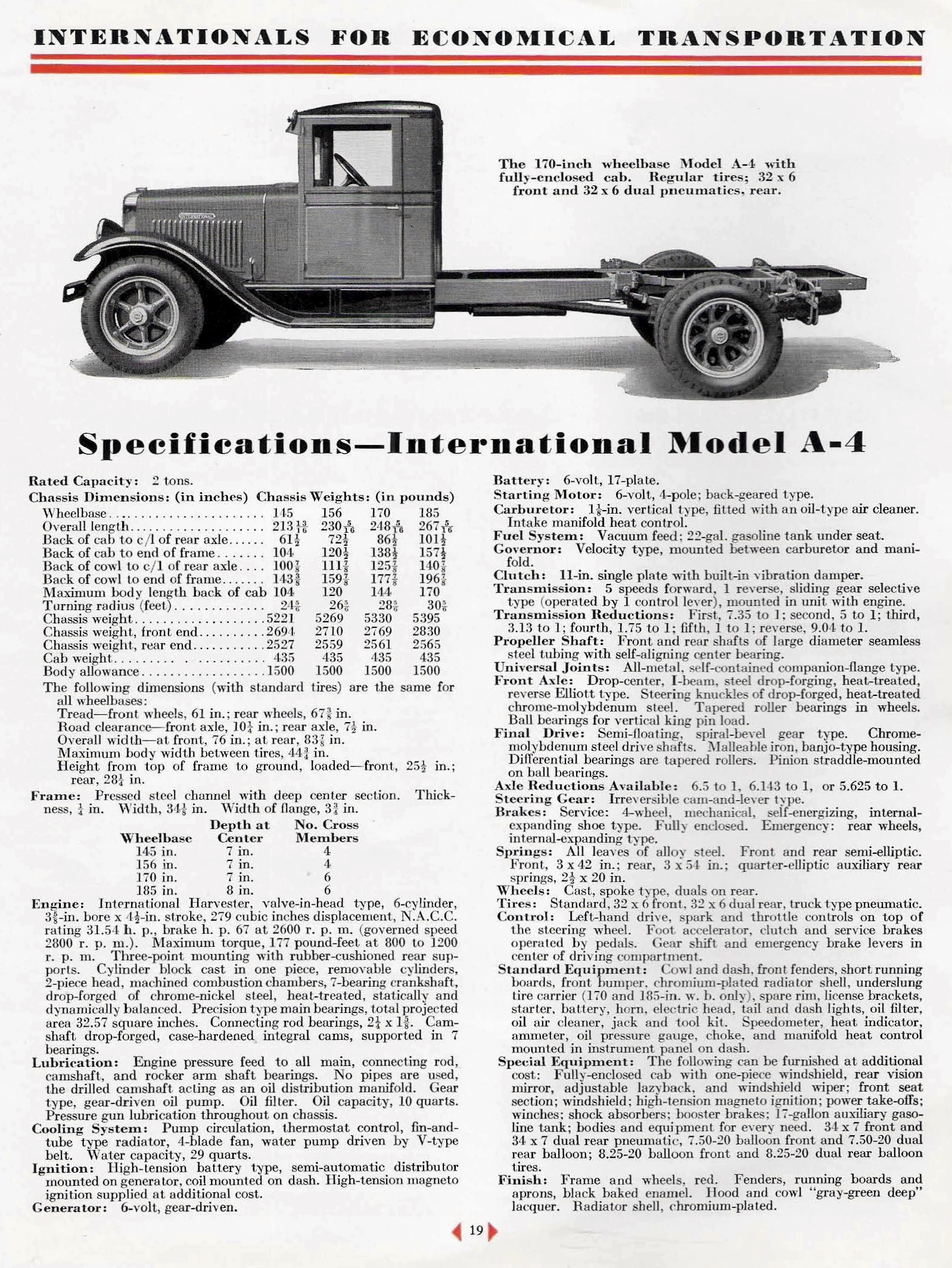 1931 International Specifications Sheet Page 14